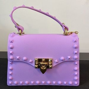 Lavender Studded Plastic Crossbody Purse